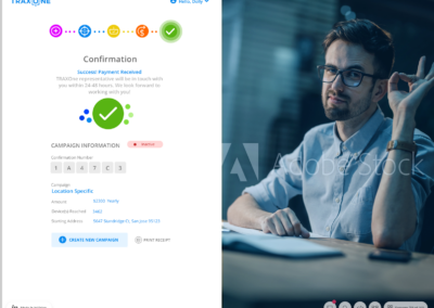 TraxOne Confirmation Page Screenshot